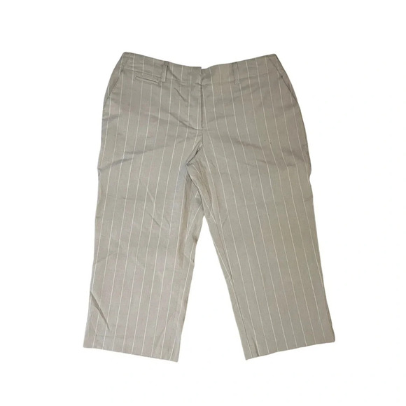 Y2K Tan Short Capri Pants Pinstripe 5/6 Long shorts - Picture 1 of 3